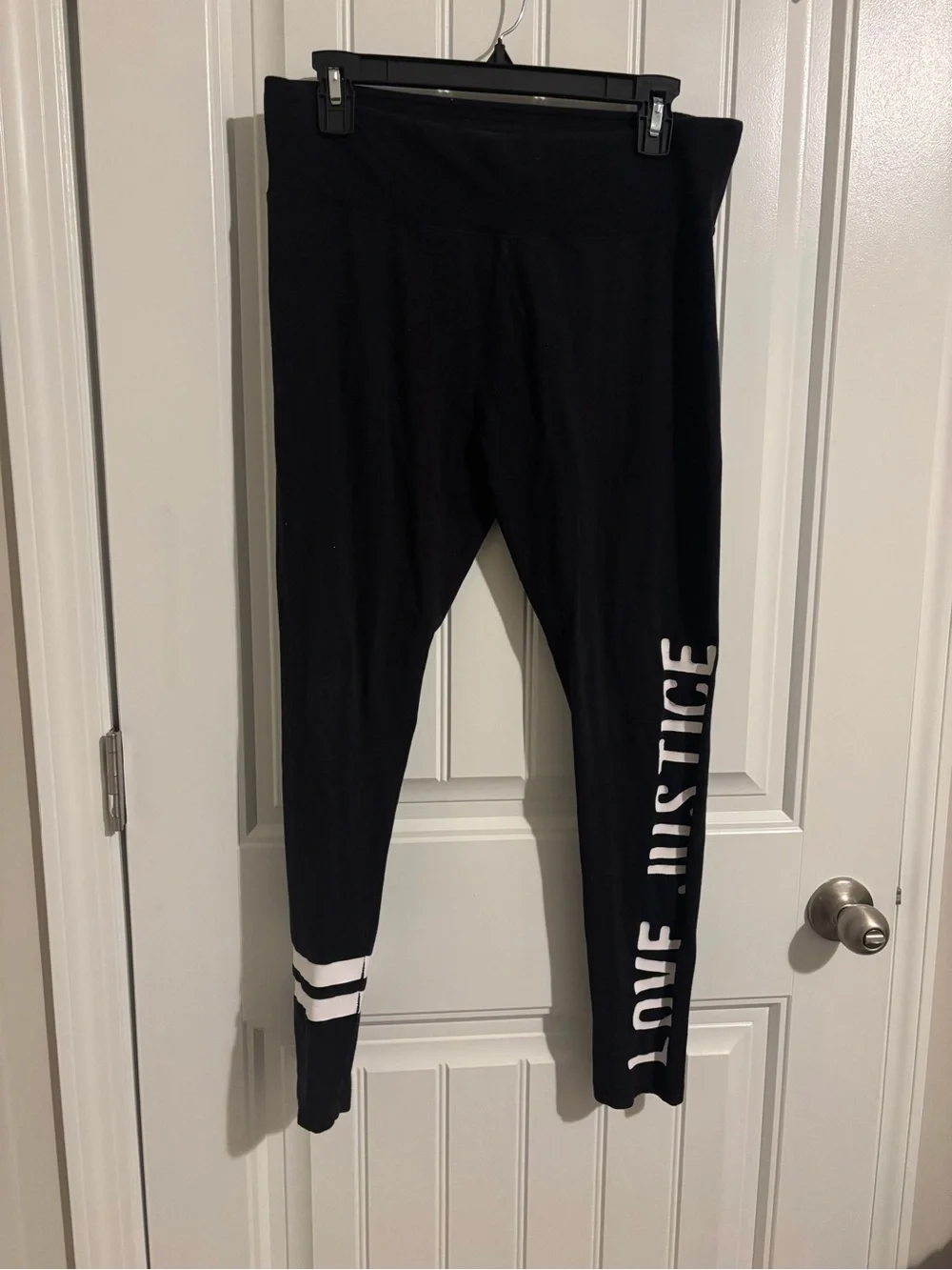 Justice Girls' Black Leggings with White Logo